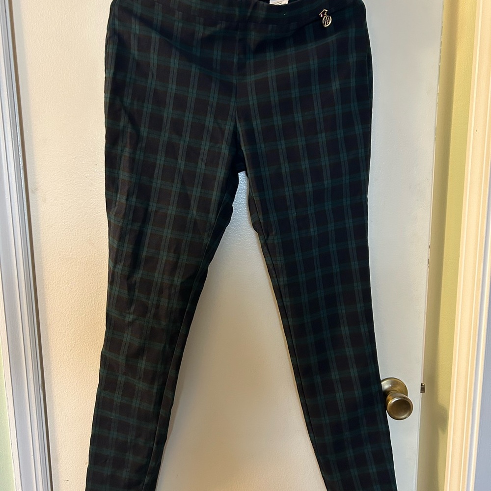 Tommy Hilfiger Black and Green Plaid Leggings